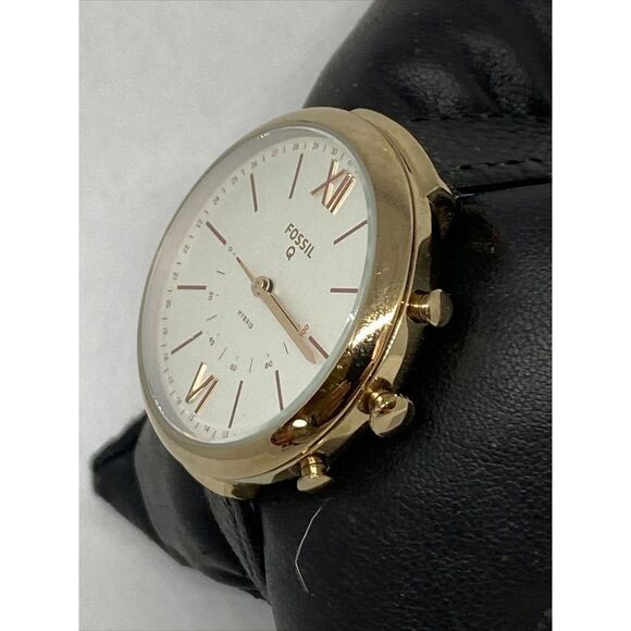 Fossil FTW5023 Women's Black Leather Silver Analog Dial Hybrid Smartwatch XX837 - Picture 4 of 12